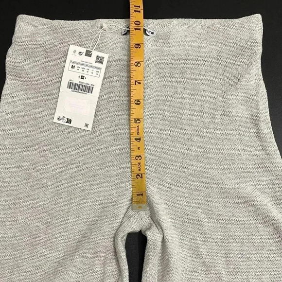 ZARA Wide Leg Knit Trousers Pull On Pants  Metallic Sheer Party Disco Rave - Picture 10 of 17